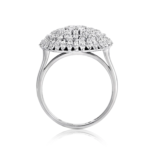 Anel chuveiro ouro branco 18k flor com 94pts de Diamantes