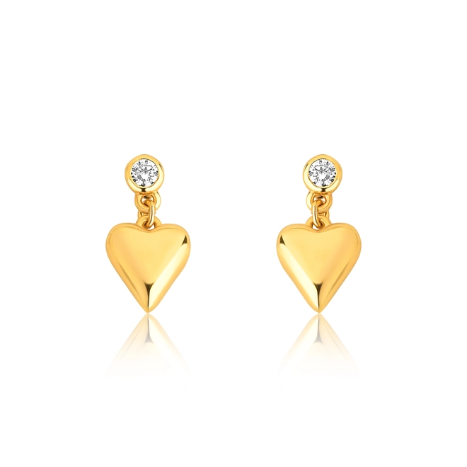 Brinco For Love pingente coração prata 925 dourada com Zircônias 1