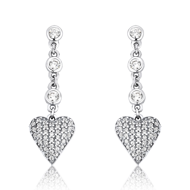 Brinco For Love pingente prata 925 coração com pavê de Zircônias 1