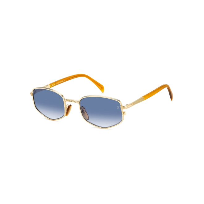 Óculos de Sol David Beckham DB 1129/S F6W 5208 S Metal Dourado com lentes na cor Azul Degradê 1