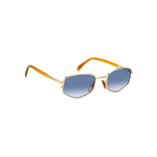 Óculos de Sol David Beckham DB 1129/S F6W 5208 S Metal Dourado com lentes na cor Azul Degradê