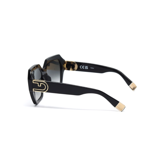 Óculos de Sol Furla SFU880 550700 Acetato Preto com lentes na cor Fumê Degradê 3