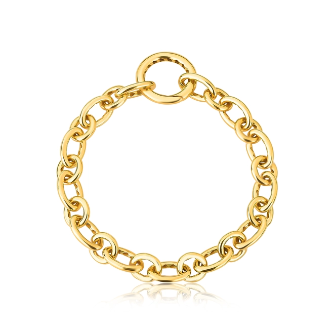 Pulseira For Love de elos prata 925 dourada fecho círculo 1