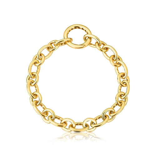Pulseira For Love de elos prata 925 dourada fecho círculo