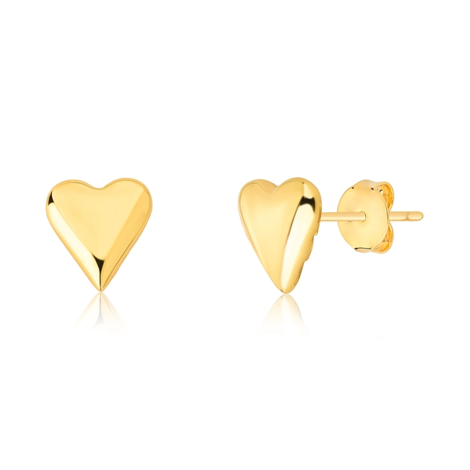 Brinco For Love Stud coração prata 925 dourada com forro 1