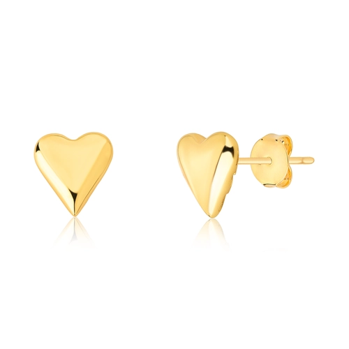 Brinco For Love Stud coração prata 925 dourada com forro
