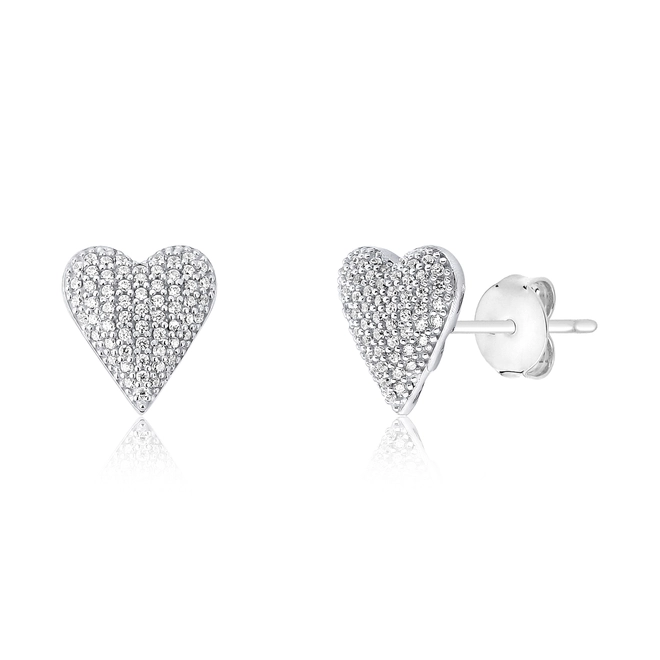 Brinco For Love Stud prata 925 coração com pavê de Zircônias 1