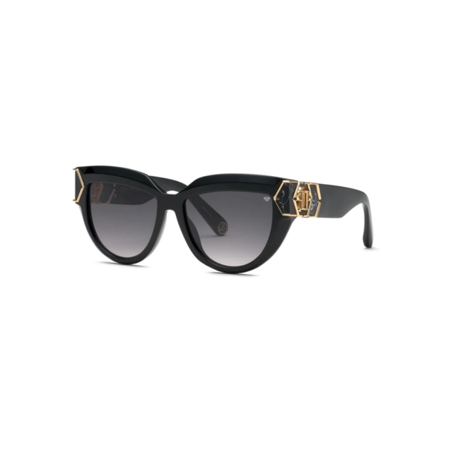 Óculos de Sol Philipp Plein SPP176M 560700 Acetato Preto com lentes na cor Fumê Degradê 1