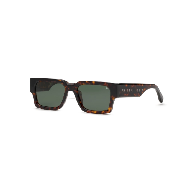 Óculos de Sol Philipp Plein SPP183M 540743 Acetato Marrom Mesclado com lentes na cor Verde 1