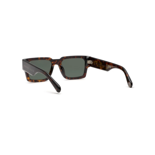 Óculos de Sol Philipp Plein SPP183M 540743 Acetato Marrom Mesclado com lentes na cor Verde