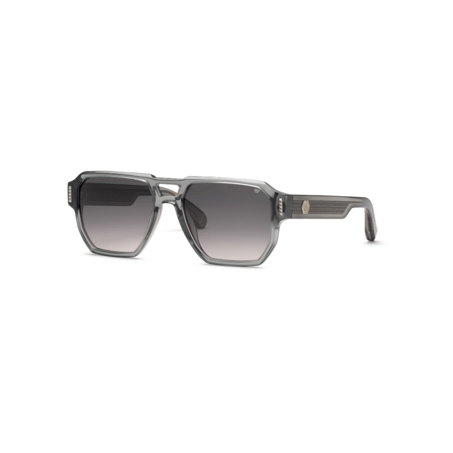 Óculos de Sol Philipp Plein SPP200M 580819 Acetato Cinza com lentes na cor Fumê Degradê 1