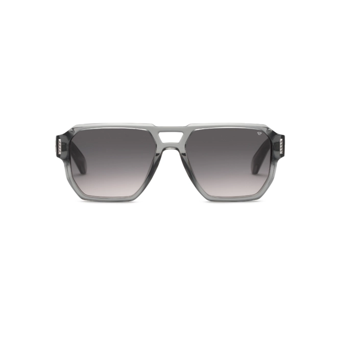 Óculos de Sol Philipp Plein SPP200M 580819 Acetato Cinza com lentes na cor Fumê Degradê 2
