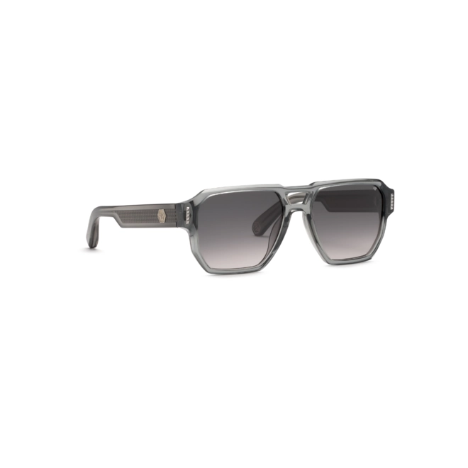 Óculos de Sol Philipp Plein SPP200M 580819 Acetato Cinza com lentes na cor Fumê Degradê 3