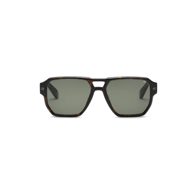 Óculos de Sol Philipp Plein SPP200V 580722 Acetato Marrom Mesclado com lentes na cor Fumê 2