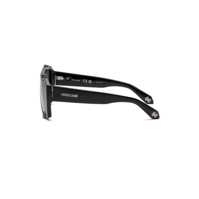 Óculos de Sol Roberto Cavalli SRC125V 59700Y Acetato Preto com lentes na cor Fumê Degradê 4