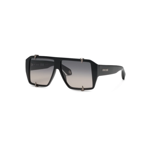 Óculos de Sol Roberto Cavalli SRC125V 59700Y Acetato Preto com lentes na cor Fumê Degradê