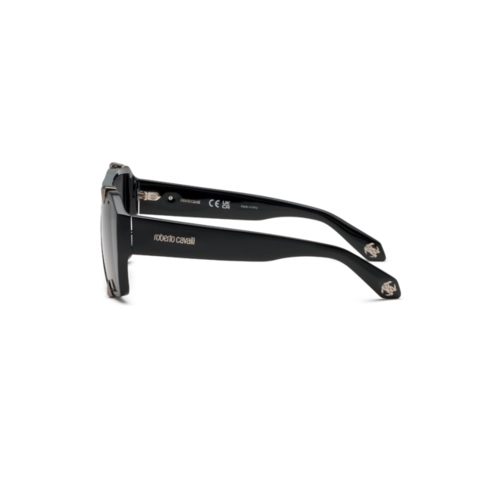 Óculos de Sol Roberto Cavalli SRC125V 59700Y Acetato Preto com lentes na cor Fumê Degradê