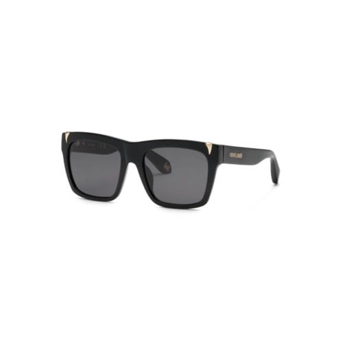 Óculos de Sol Roberto Cavalli SRC126V 55700Y Acetato Preto com lentes na cor Fumê