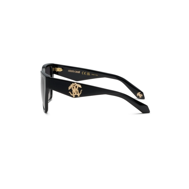 Óculos de Sol Roberto Cavalli SRC137 570700 Acetato Preto com lentes na cor Fumê Degradê 4