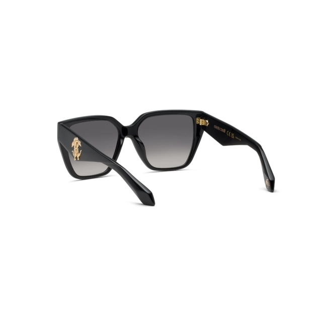 Óculos de Sol Roberto Cavalli SRC137 570700 Acetato Preto com lentes na cor Fumê Degradê 5
