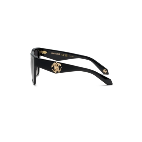 Óculos de Sol Roberto Cavalli SRC137 570700 Acetato Preto com lentes na cor Fumê Degradê