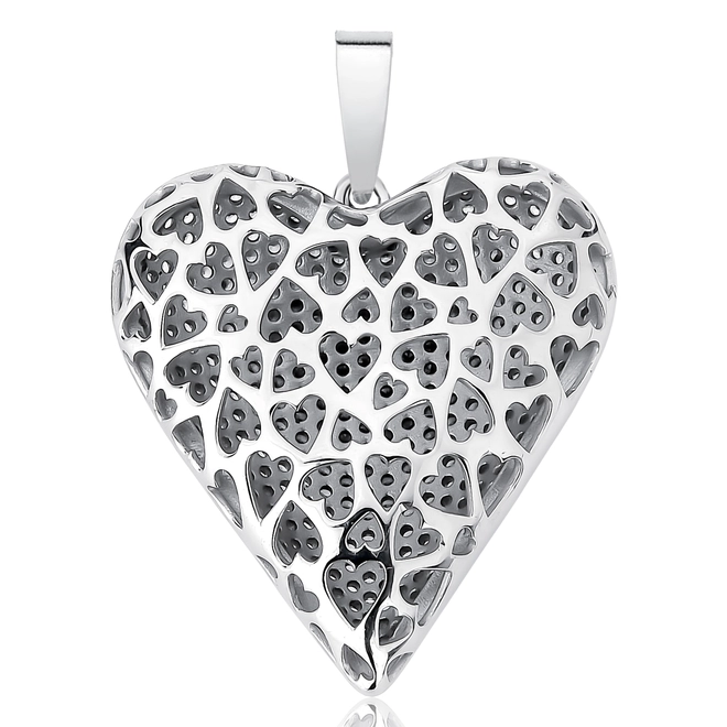 Pingente For Love prata 925 coração dupla face com pavê de Zircônias 2