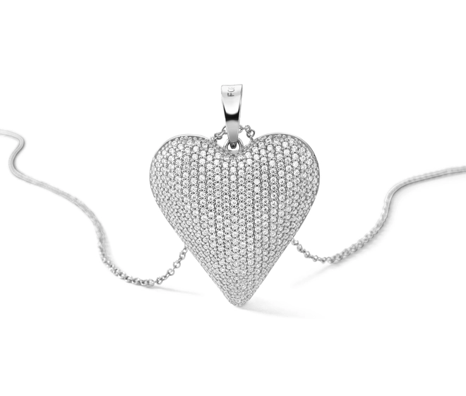 Pingente For Love prata 925 coração dupla face com pavê de Zircônias 3