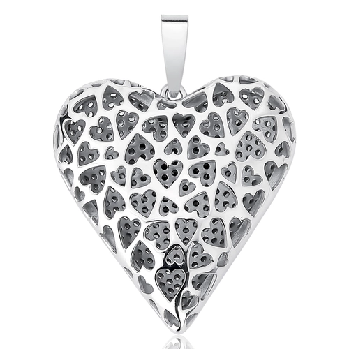Pingente For Love prata 925 coração dupla face com pavê de Zircônias