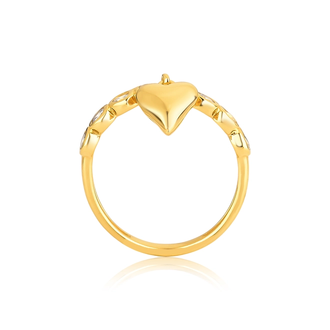 Anel For Love aro 8 gemas de Zircônias para 925 dourada com pingente coração polido 3