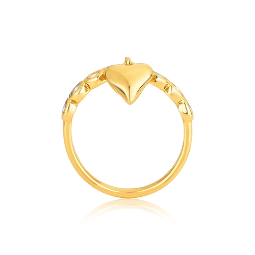 Anel For Love aro 8 gemas de Zircônias para 925 dourada com pingente coração polido