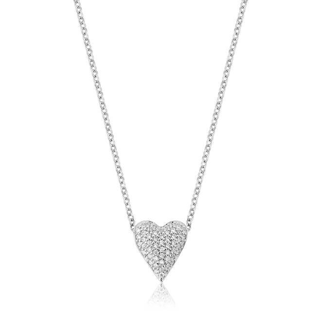 Gargantilha For Love corrente prata 925 com pingente coração pavê de Zircônias 1
