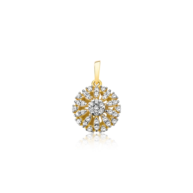 Pingente chuveiro ouro 18k flor com 21pts de Diamantes rodinados 1