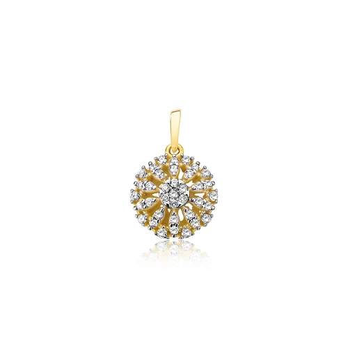 Pingente chuveiro ouro 18k flor com 21pts de Diamantes rodinados