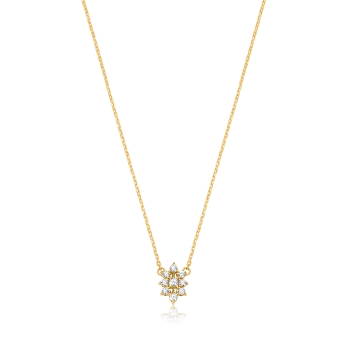 Gargantilha ouro 18k pingente navete de 24pts de Diamantes 40/45cm