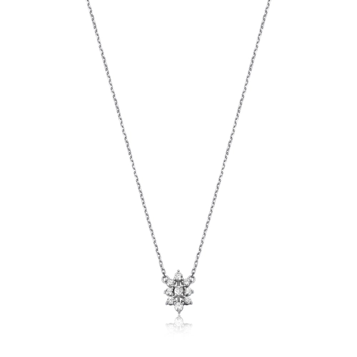 Gargantilha ouro branco 18k com pingente navete de 24pts de Diamantes