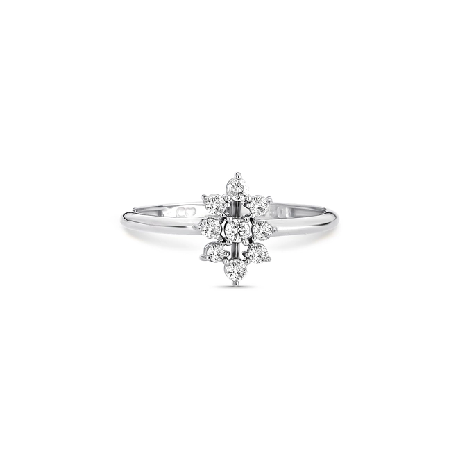 Anel ouro branco 18k aro com navete de 24pts de Diamantes 3