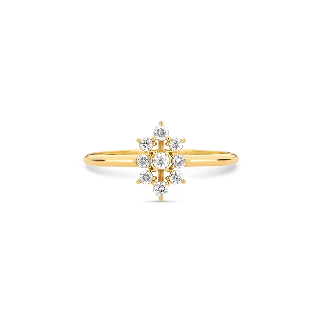 Anel ouro 18k navete de 4pts de Diamantes 3