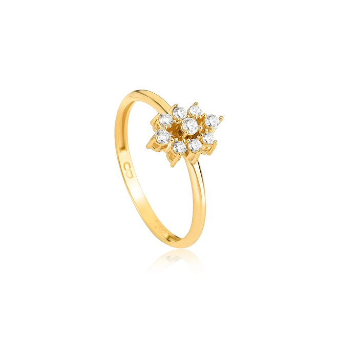 Anel ouro 18k navete de 4pts de Diamantes 1