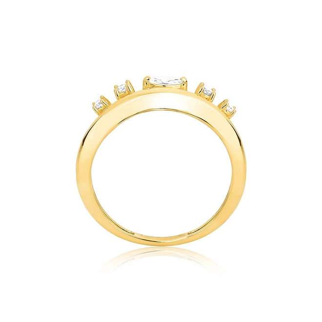 Anel aparador ouro 18k navete e 4 Diamantes flutuantes 4