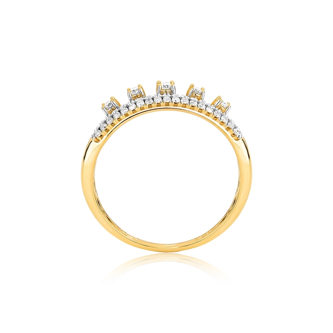 Anel aparador ouro 18k pavê e 5 gemas flutuantes de Diamantes 2