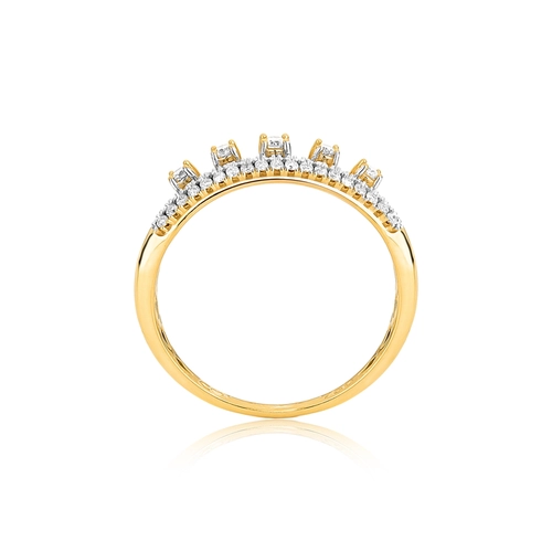 Anel aparador ouro 18k pavê e 5 gemas flutuantes de Diamantes