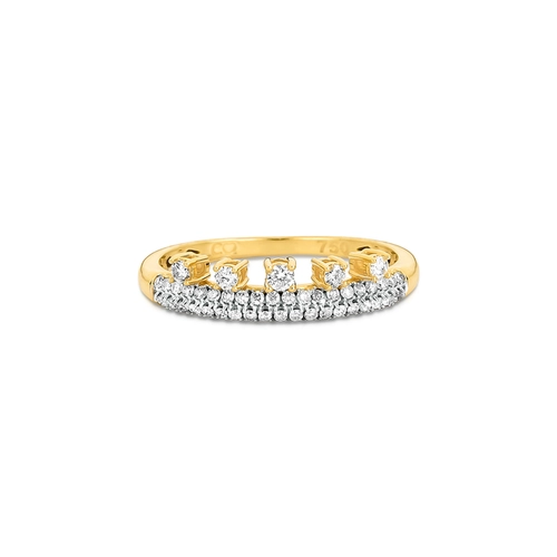 Anel aparador ouro 18k pavê e 5 gemas flutuantes de Diamantes