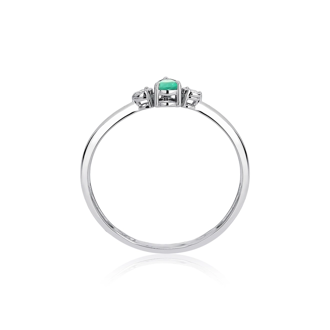 Anel gota de Esmeralda ouro branco 18k com Diamantes 2