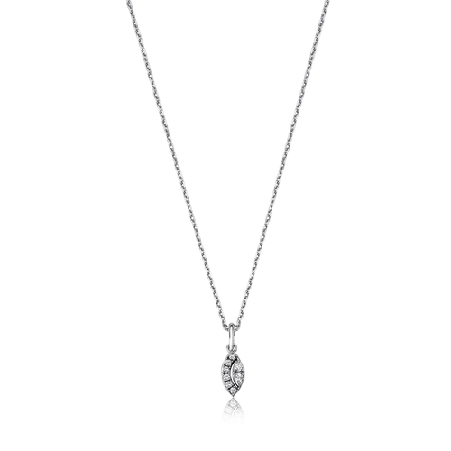 Gargantilha elo cadeado ouro branco 18k com navete de Diamantes