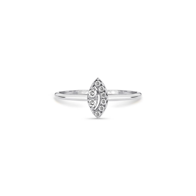 Anel navete ouro branco 18k com 10pts de Diamantes 3