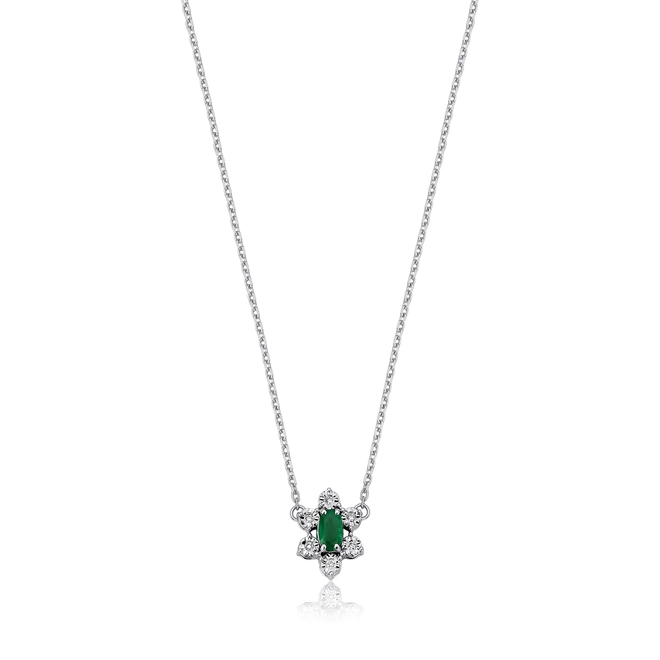 Gargantilha de Esmeralda oval ouro branco 18k com Diamantes 1