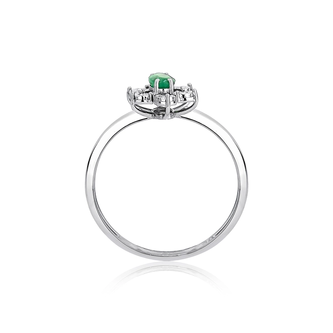 Anel oval de Esmeralda ouro branco 18k com Diamantes 2
