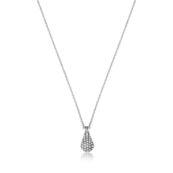 Gargantilha gota ouro branco 18k pavê com 26pts de Diamantes 1