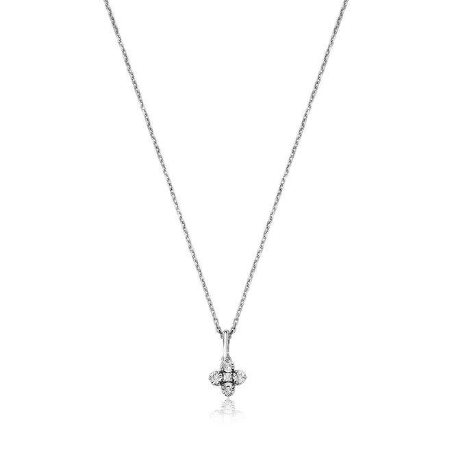 Gargantilha ouro branco 18k pingente com 4pts de Diamantes 1