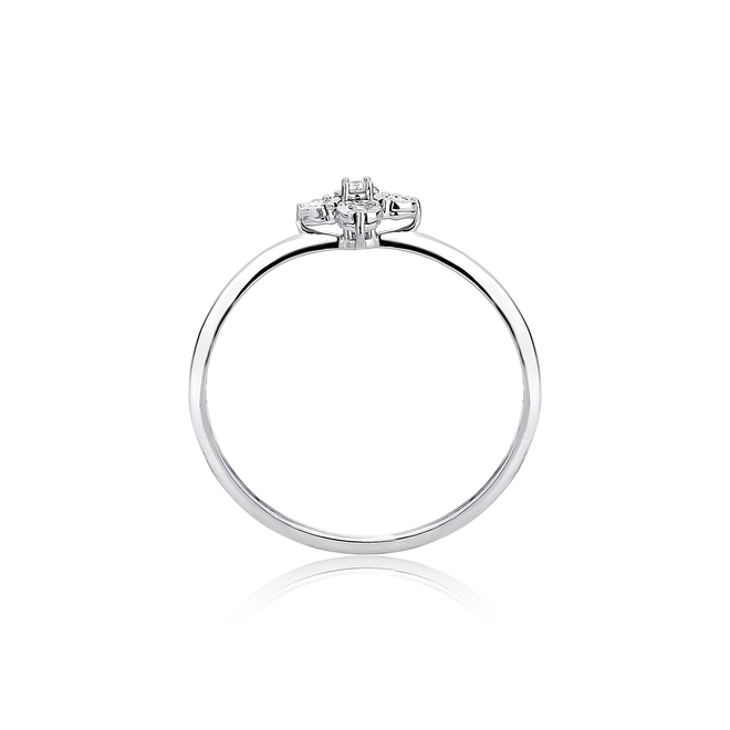 Anel flor ouro branco 18k com 4 pontos de Diamantes 2